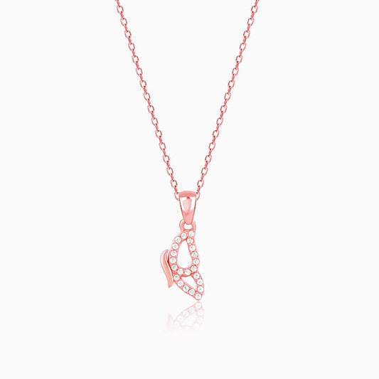 Rose Gold Dazzling Butterfly Pendant With Link Chain