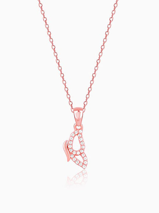 Rose Gold Dazzling Butterfly Pendant With Link Chain