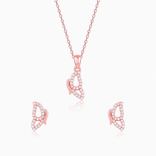 Rose Gold Dazzling Butterfly Set