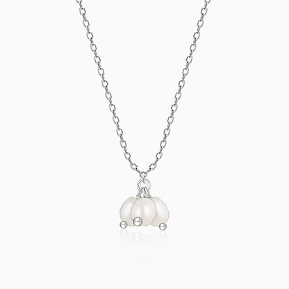 Silver Pearl Trio Necklace