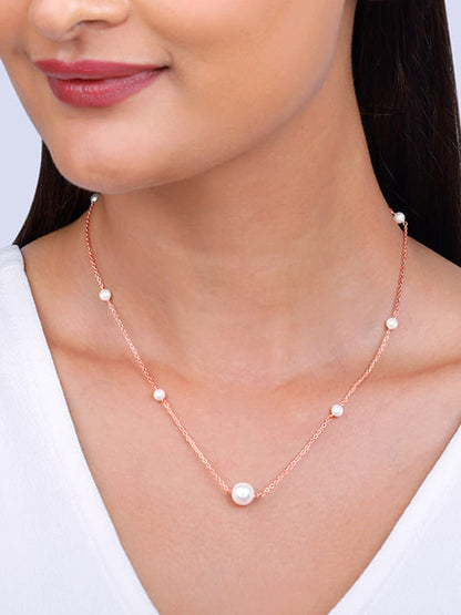 Rose Gold Pearl Beaded Necklace