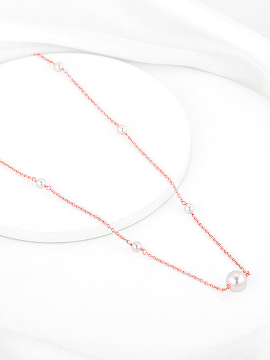 Rose Gold Pearl Beaded Necklace