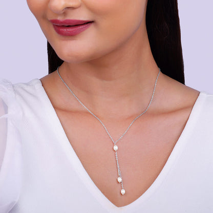 Silver Glam Drops Necklace