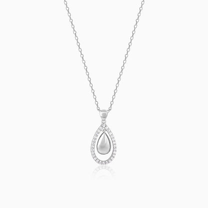 Silver Dual Teardrop Pendant With Link Chain