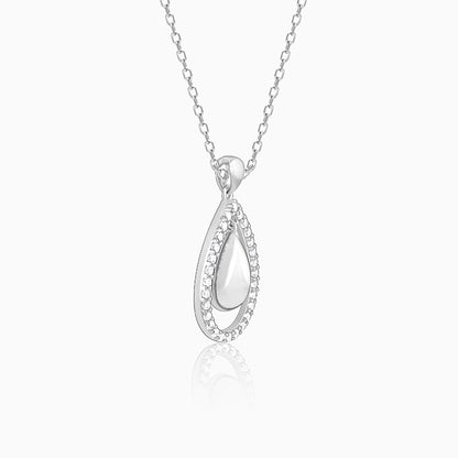 Silver Dual Teardrop Pendant With Link Chain