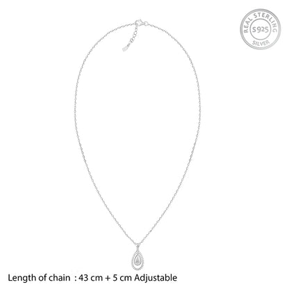 Silver Dual Teardrop Pendant With Link Chain