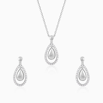 Silver Dual Teardrop Set