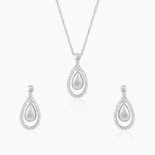 Silver Dual Teardrop Set