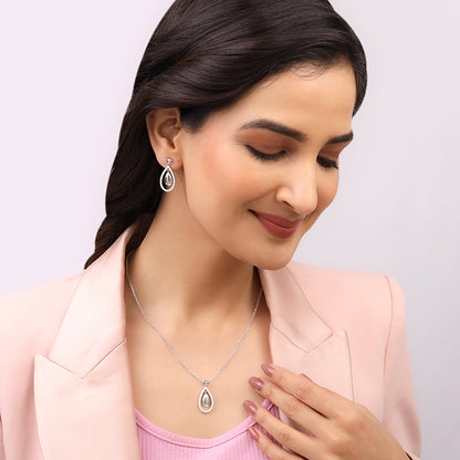 Silver Dual Teardrop Set