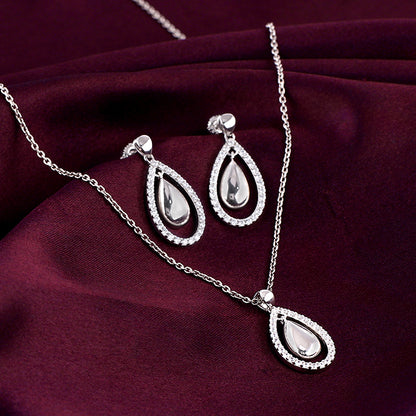 Silver Dual Teardrop Set