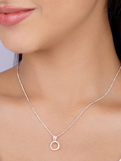 Silver Circle of Joy Pendant With Link Chain
