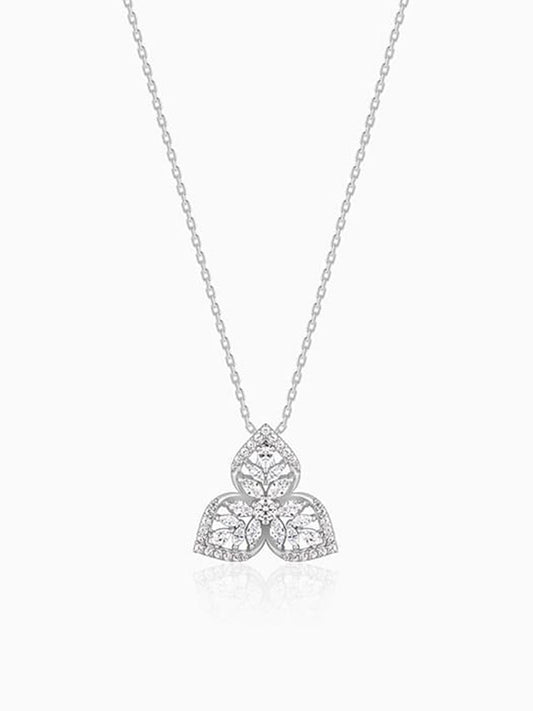 Silver Mighty Leaf Pendant With Link Chain