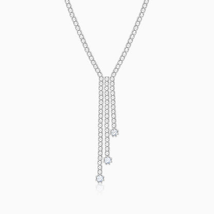 Silver Zirconia Lariat Necklace