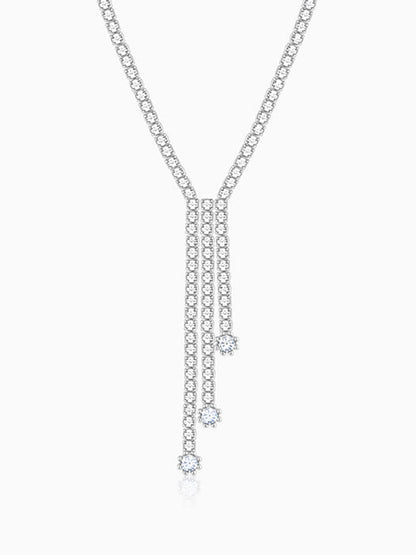 Silver Zirconia Lariat Necklace