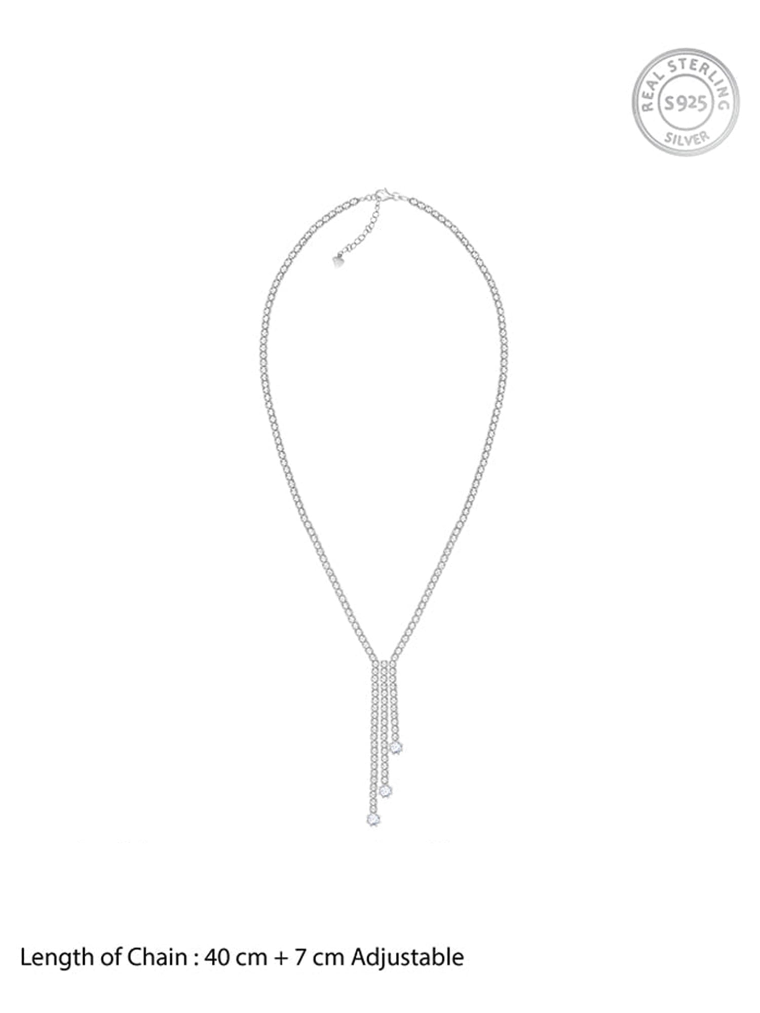 Silver Zirconia Lariat Necklace