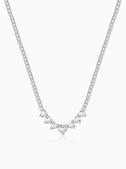 Silver Zirconia Heart Necklace