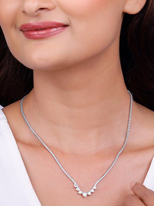 Silver Zirconia Heart Necklace