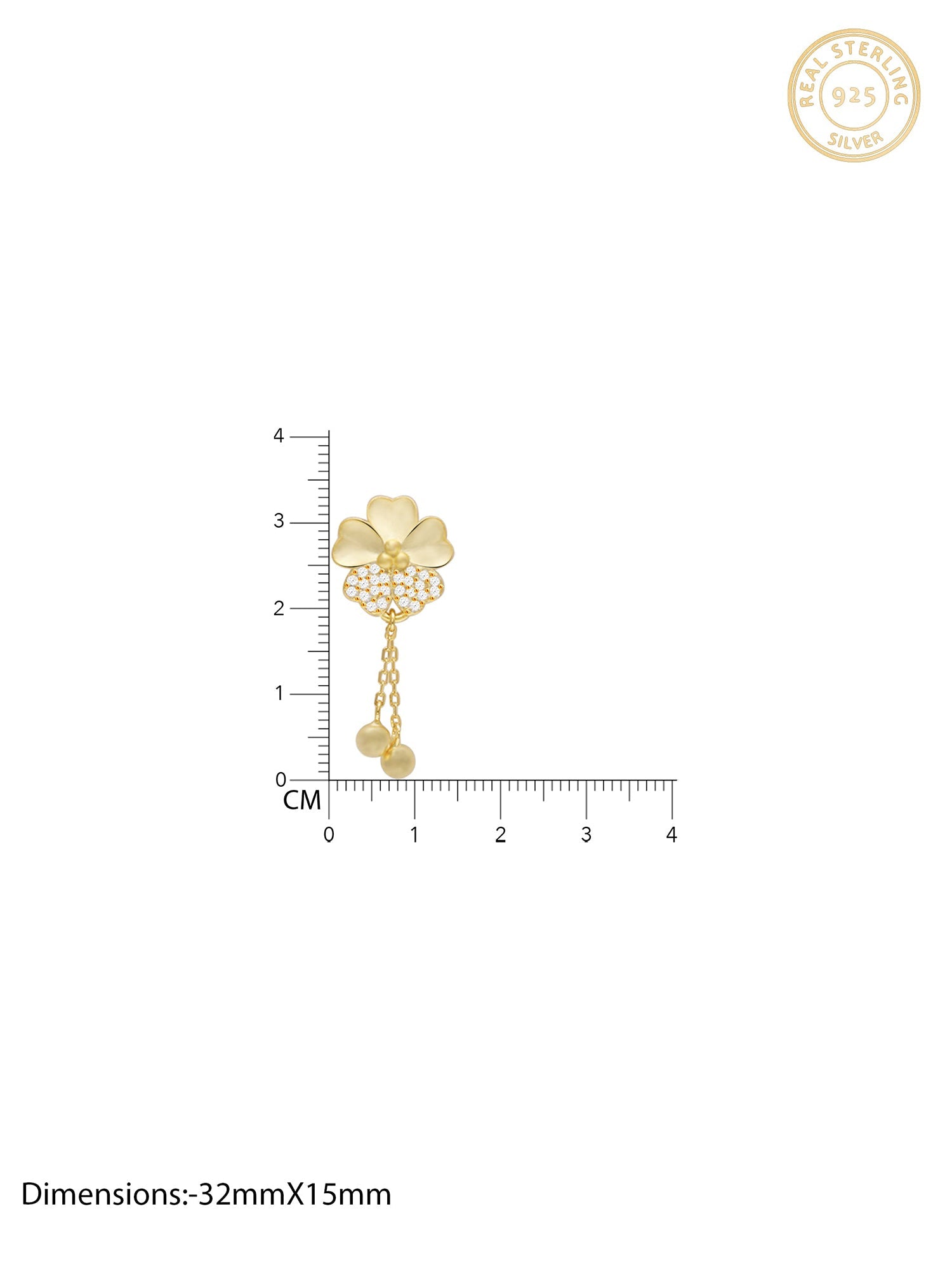Golden Clover Dangle Pendant with Link Chain