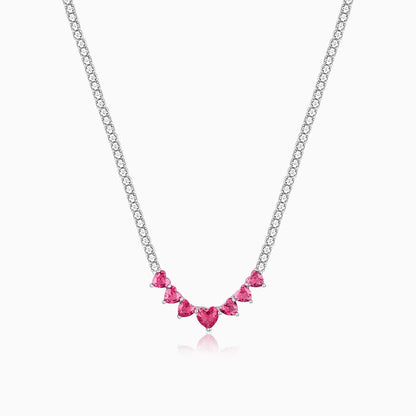 Silver Pink Heart Necklace