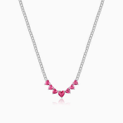 Silver Pink Heart Necklace