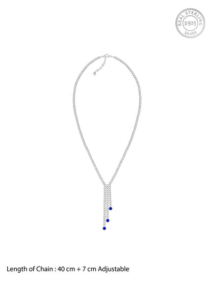 Silver Blue Lariat Necklace
