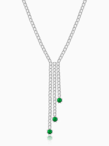 Silver Green Lariat Necklace