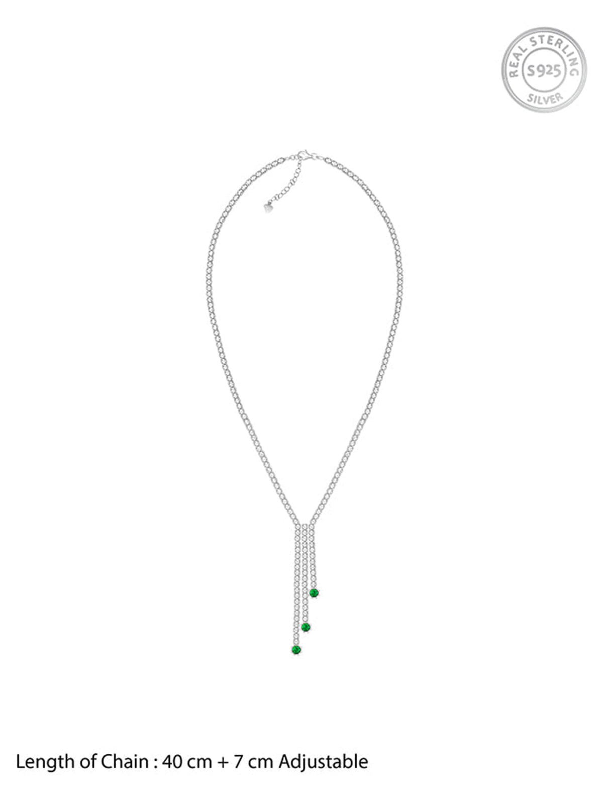 Silver Green Lariat Necklace