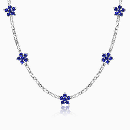 Silver Blue Floral Necklace