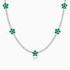 Silver Green Floral Necklace