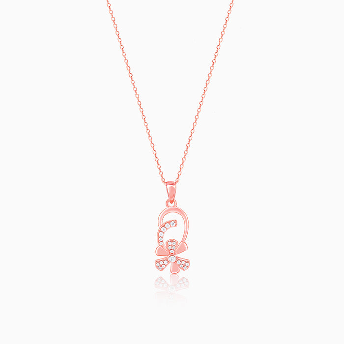 Rose Gold Mindful Musli Spin Pendant With Link Chain