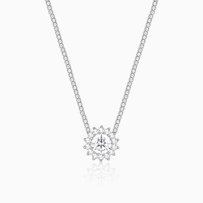 Silver Solitaire Floral Necklace