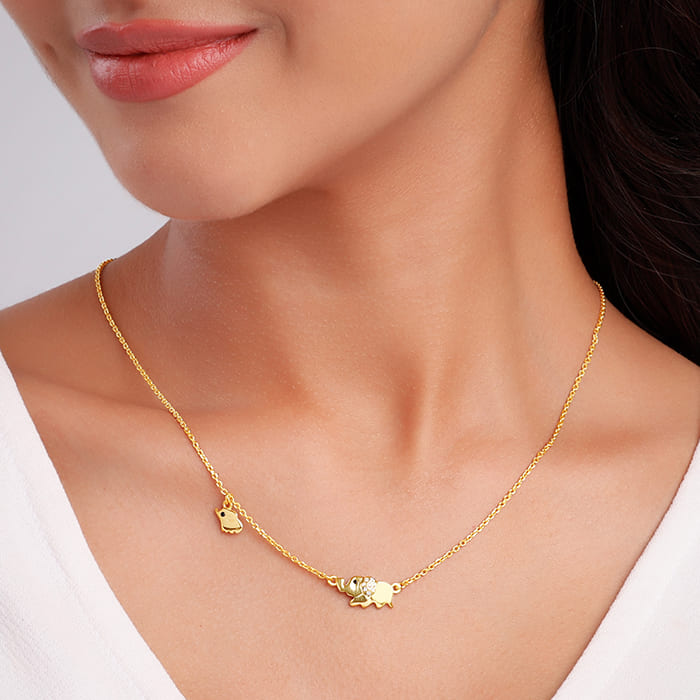 Anushka Sharma Golden Elephant Charm Necklace