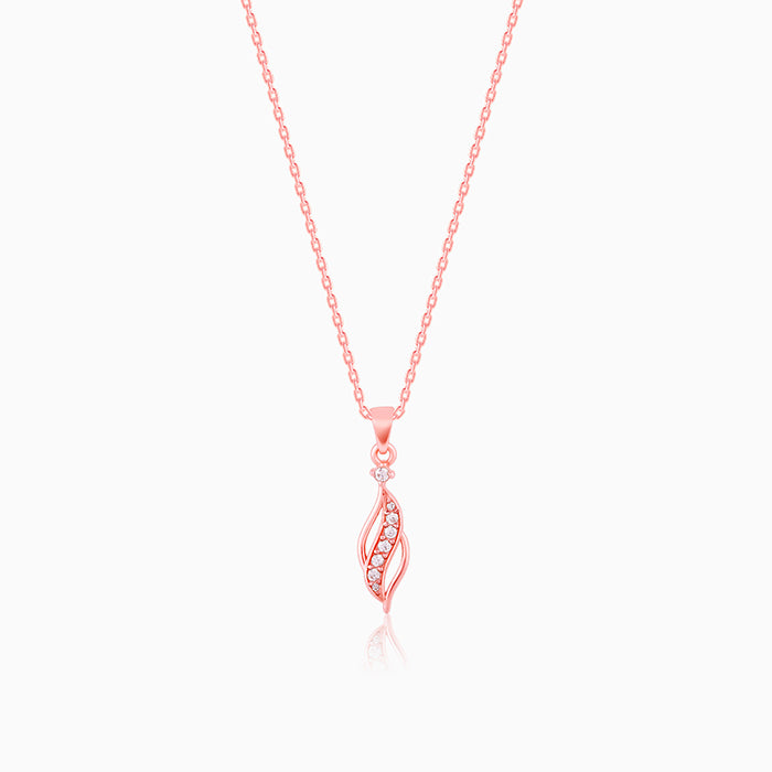Rose Gold Leaflet Pendant With Link Chain