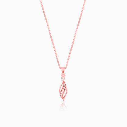 Rose Gold Leaflet Pendant With Link Chain