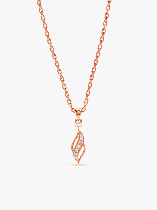 Rose Gold Leaflet Pendant With Link Chain