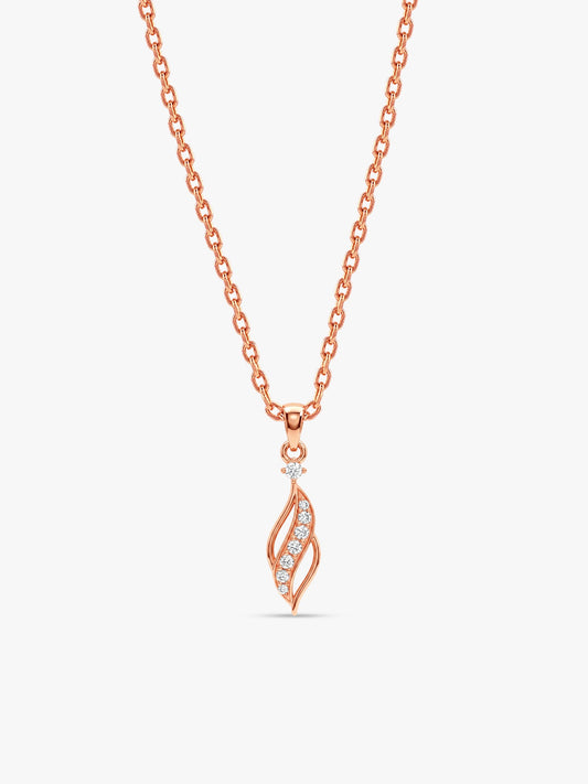 Rose Gold Leaflet Pendant With Link Chain