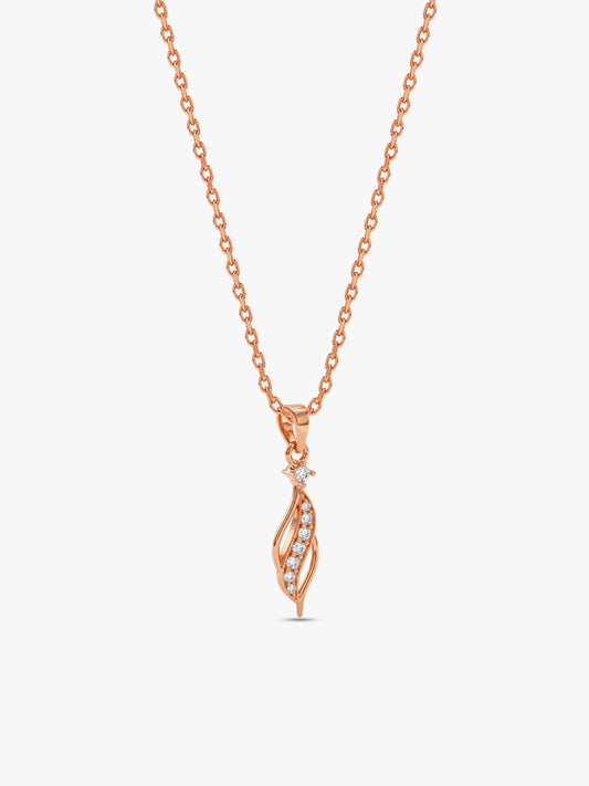 Rose Gold Leaflet Pendant With Link Chain