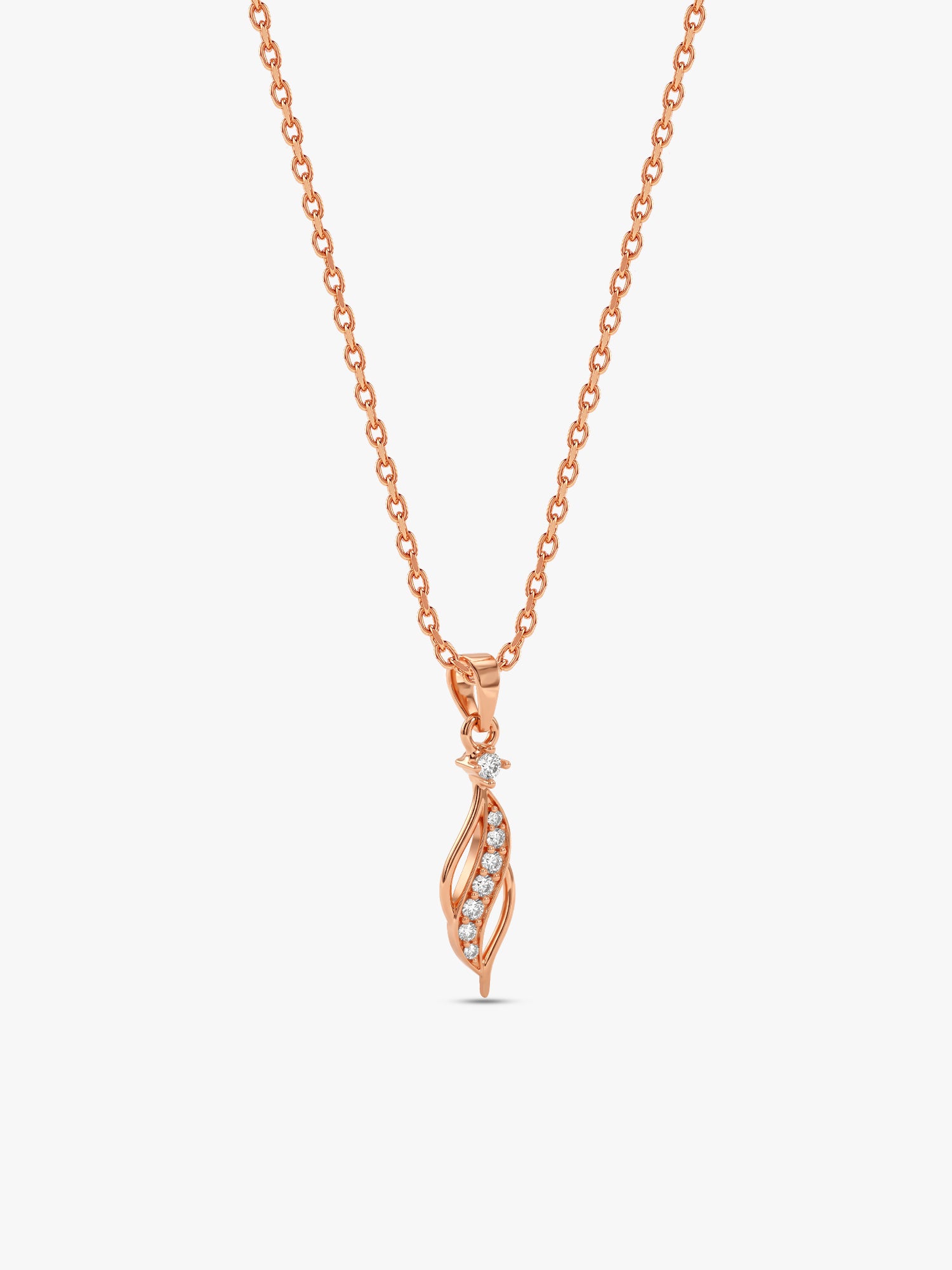 Rose Gold Leaflet Pendant With Link Chain