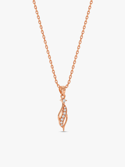 Rose Gold Leaflet Pendant With Link Chain