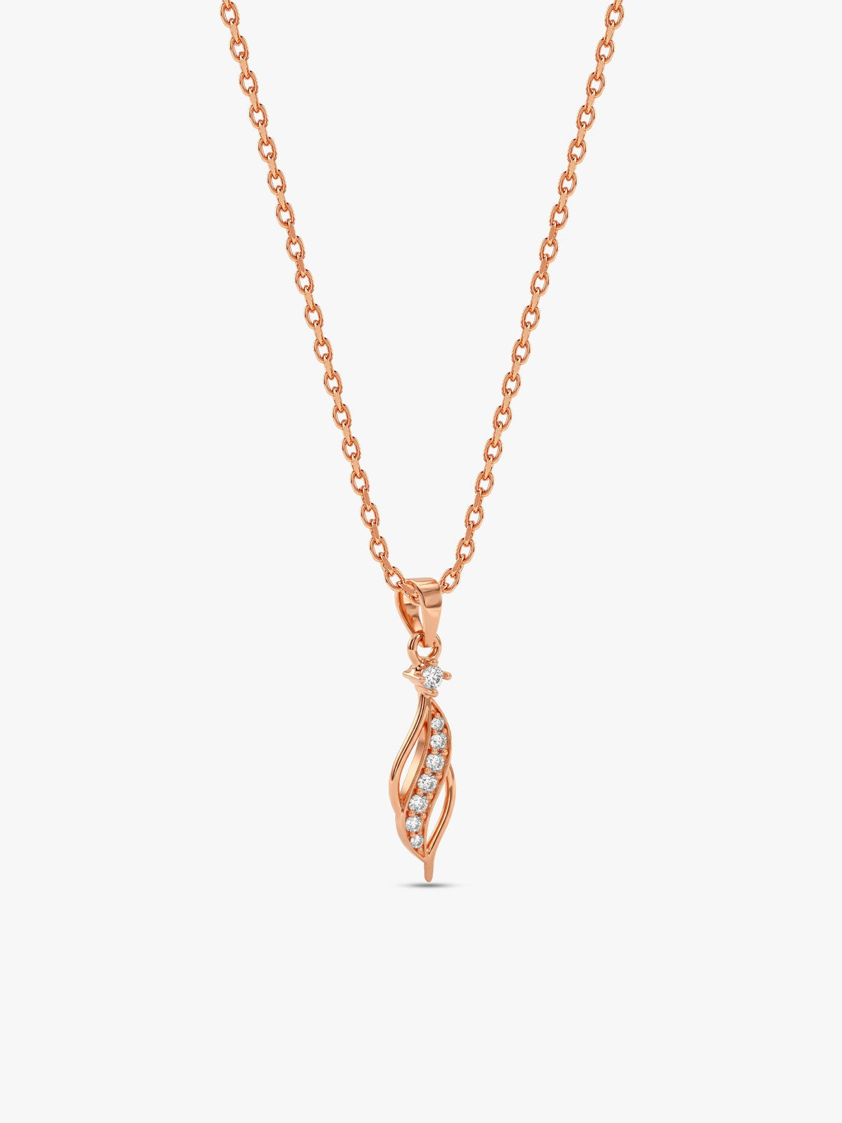 Rose Gold Leaflet Pendant With Link Chain