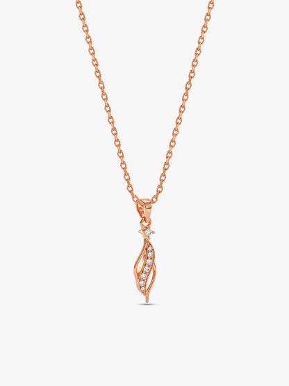 Rose Gold Leaflet Pendant With Link Chain