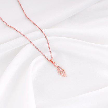 Rose Gold Leaflet Pendant With Link Chain