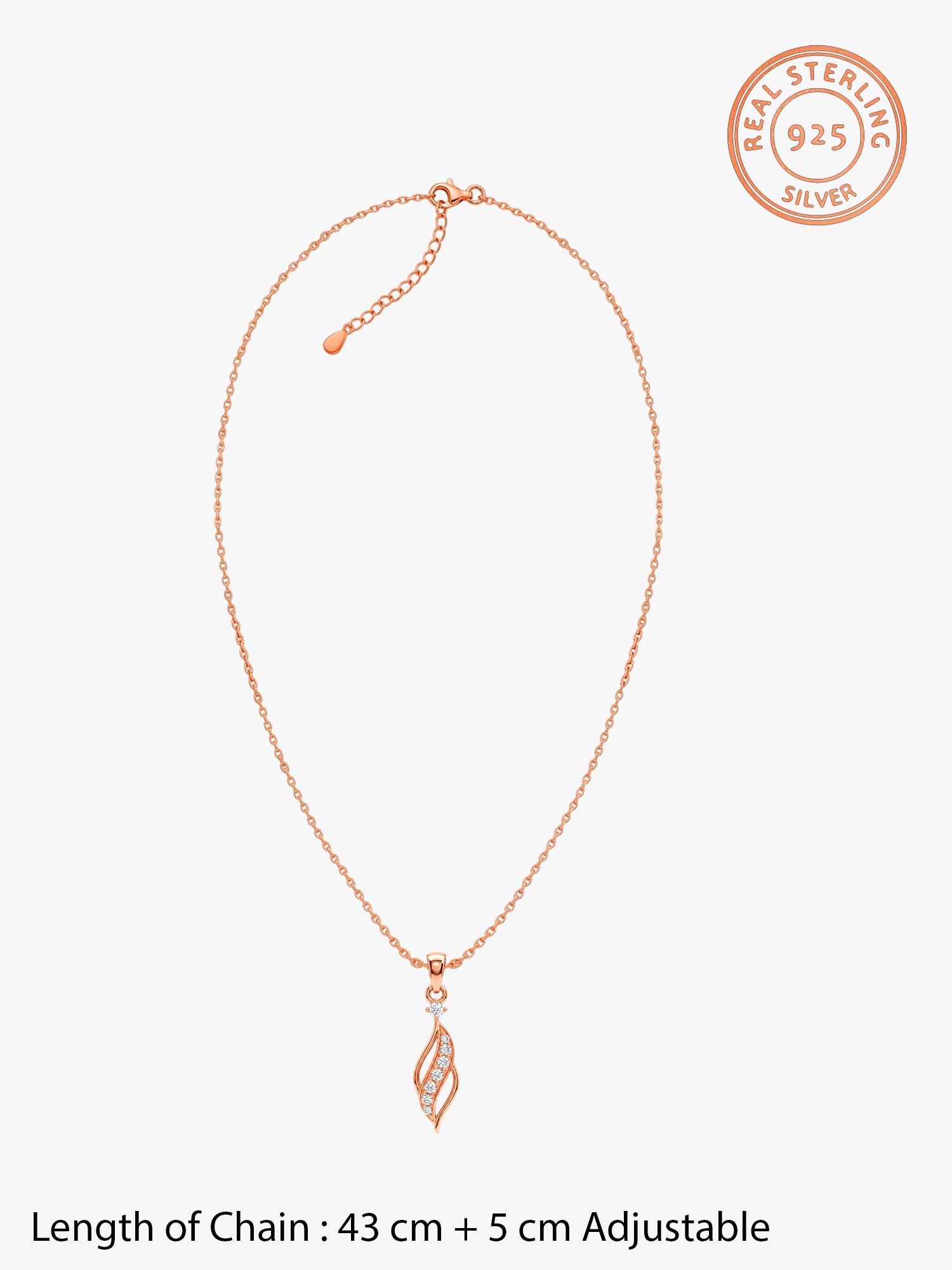 Rose Gold Leaflet Pendant With Link Chain