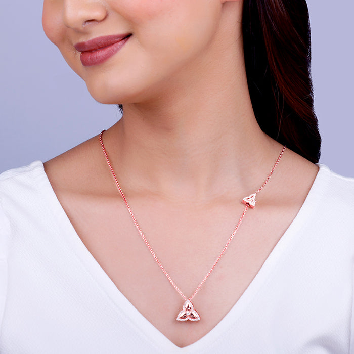 Rose Gold Trillium Trifecta Convertible Pendant With Link Chain