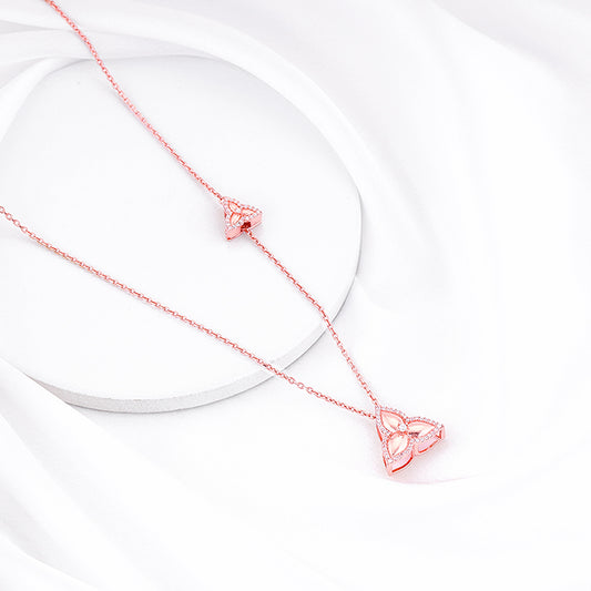 Rose Gold Trillium Trifecta Convertible Pendant With Link Chain