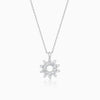 Sliver Sparkling Floral Pendant With Link Chain
