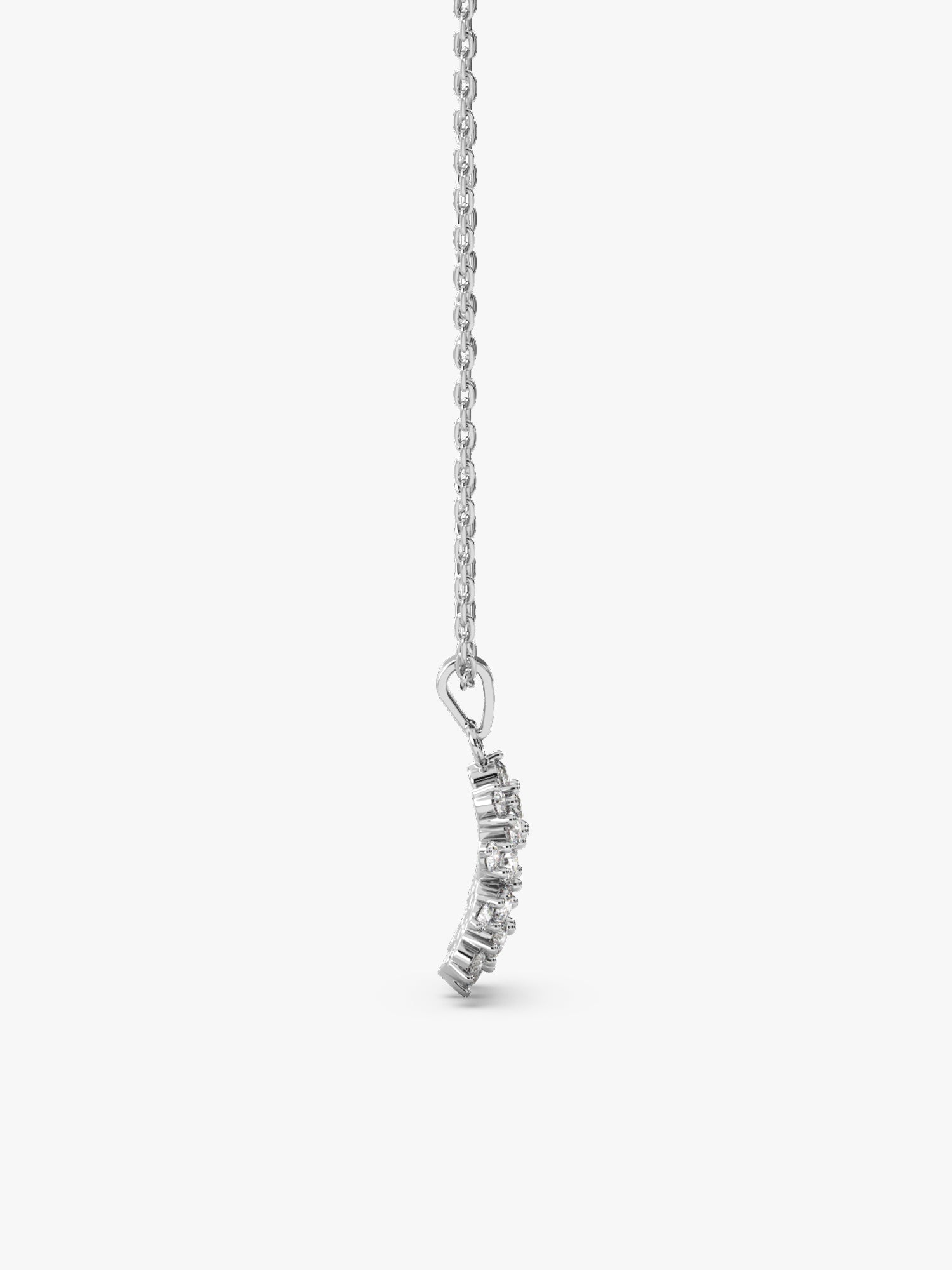 Sliver Sparkling Floral Pendant With Link Chain