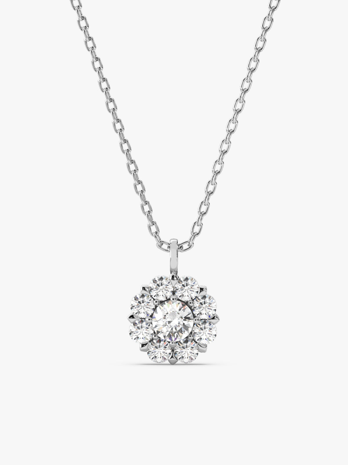 Silver Twofold Solitaire Pendant With Link Chain