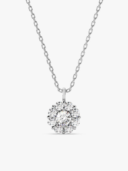 Silver Twofold Solitaire Pendant With Link Chain