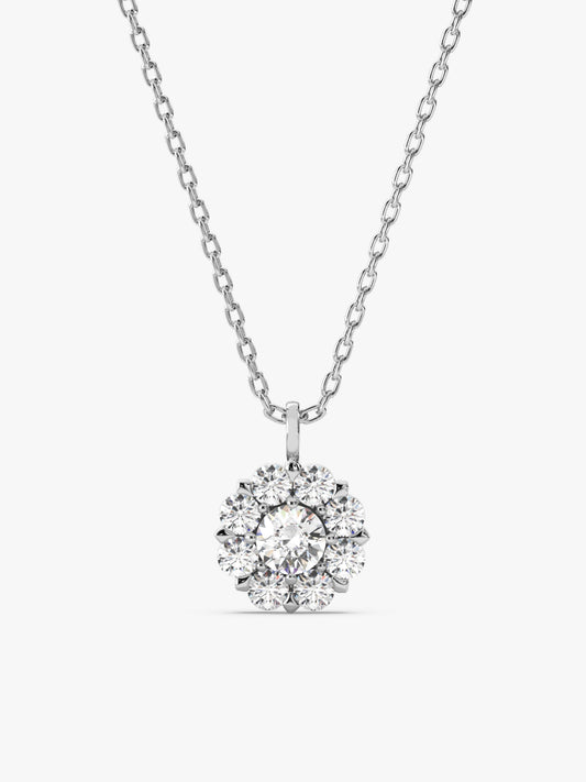 Silver Twofold Solitaire Pendant With Link Chain